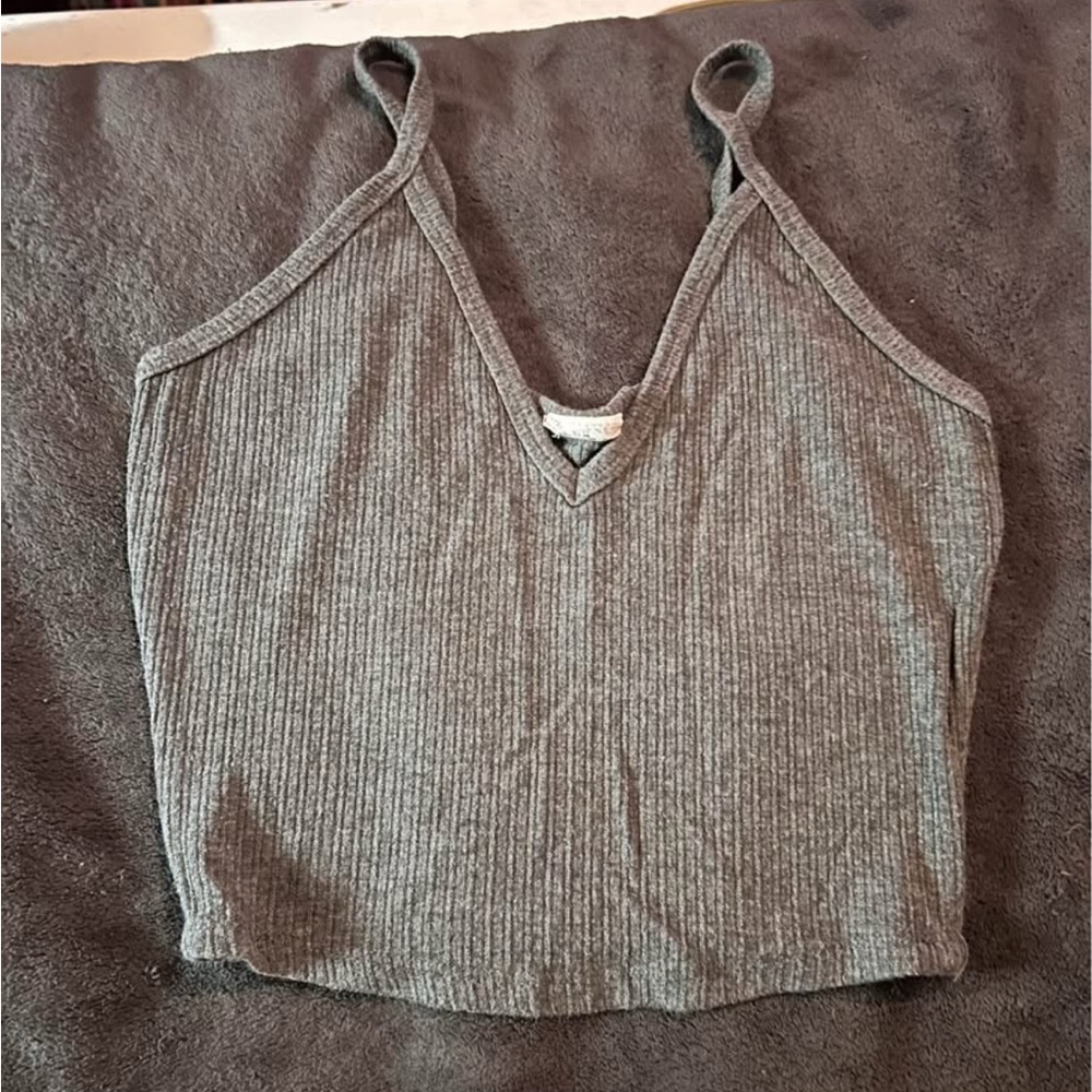 Tilly's Gray Ribbed Crop Tank Top